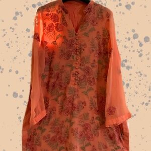Floral peach/pink Pakistani/Indian SUIT perfect for EID